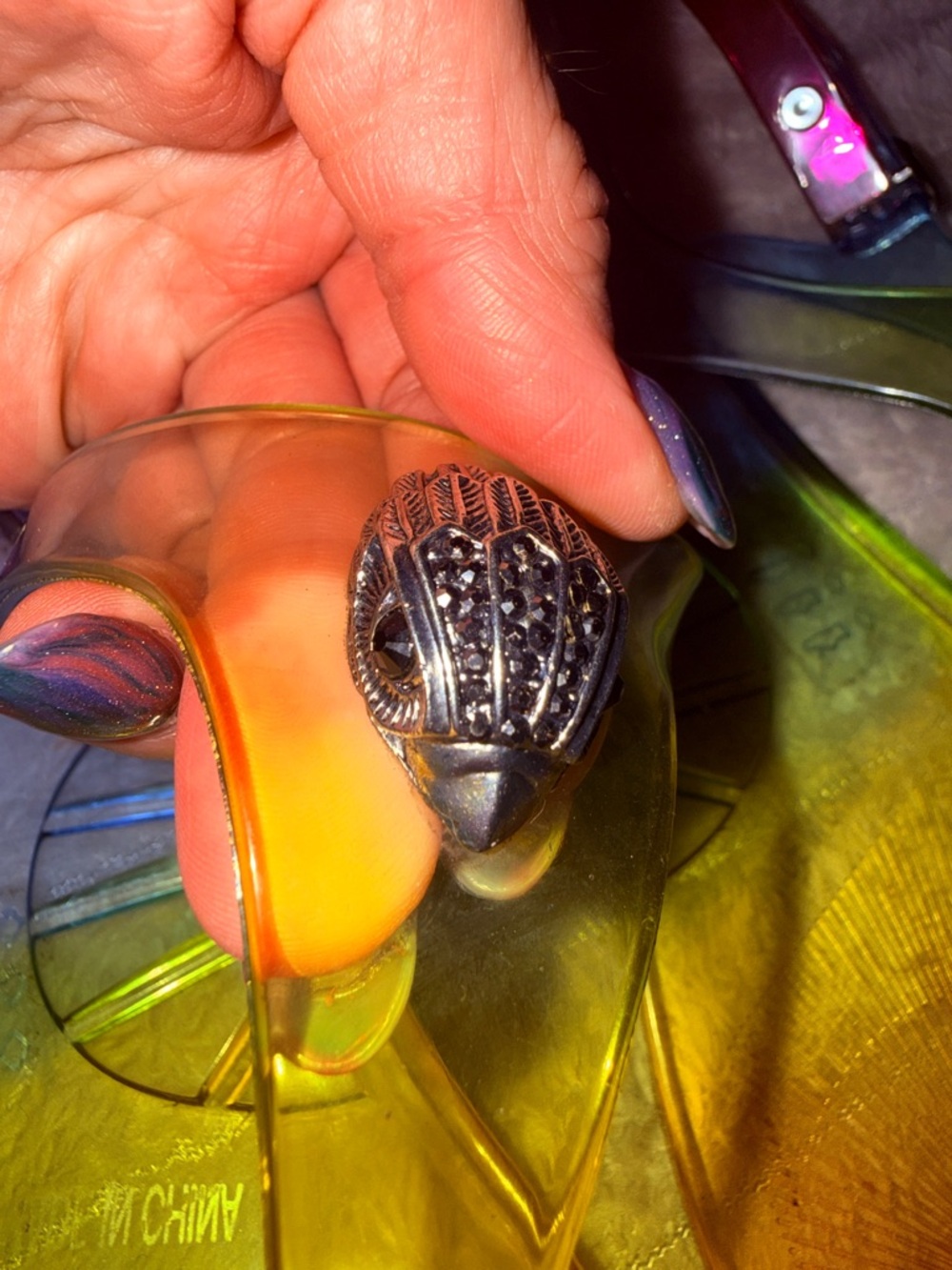 Kurt Geiger Rainbow Jelly Sandals Crystal Eagle Thong Flats 7.5 - Picture 10 of 10